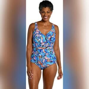 NWT Maxine of Hollywood Shirred Front Surplice One Piece Swimsuit, Size 6